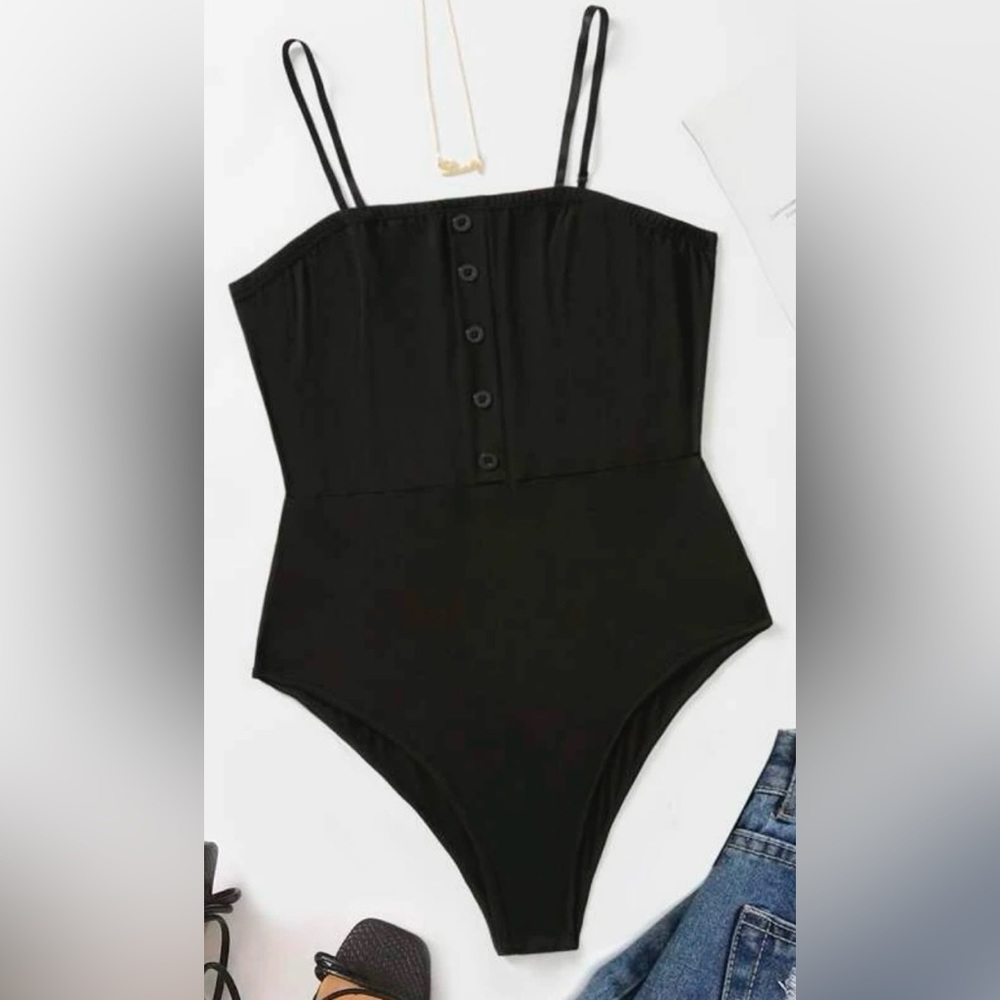 Plus button front cami bodysuit